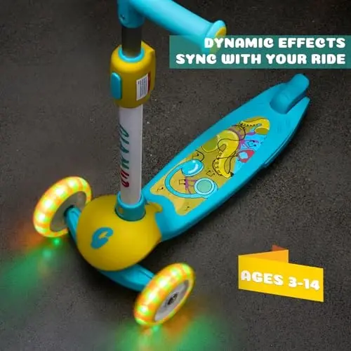 GLAMUP Kids Kick Scooter 3 Wheels, Kids Scooter Height Adjustable Handlebar, Lean-to-Steer System & Easy-Folding Mechanism, Ages 3-14 Boys and Girls - 4