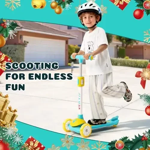 GLAMUP Kids Kick Scooter 3 Wheels, Kids Scooter Height Adjustable Handlebar, Lean-to-Steer System & Easy-Folding Mechanism, Ages 3-14 Boys and Girls - 7