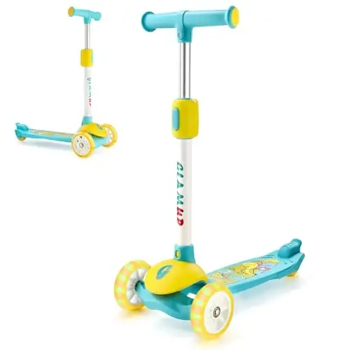 GLAMUP Kids Kick Scooter 3 Wheels, Kids Scooter Height Adjustable Handlebar, Lean-to-Steer System & Easy-Folding Mechanism, Ages 3-14 Boys and Girls 