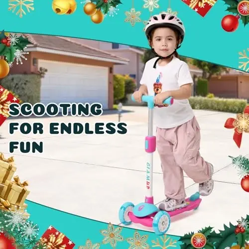 GLAMUP Kids Kick Scooter 3 Wheels, Kids Scooter Height Adjustable Handlebar, Lean-to-Steer System & Easy-Folding Mechanism, Ages 3-14 Boys and Girls - 5