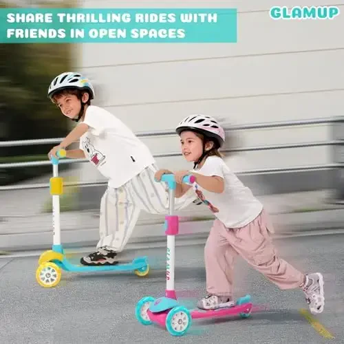 GLAMUP Kids Kick Scooter 3 Wheels, Kids Scooter Height Adjustable Handlebar, Lean-to-Steer System & Easy-Folding Mechanism, Ages 3-14 Boys and Girls - 7