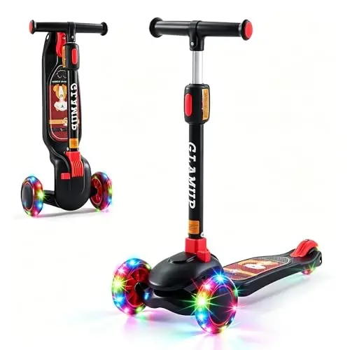 GLAMUP Kids Scooter, 3 Wheel Scooter for Kids Ages 3-12, Adjustable Handlebar, Lean-to-Steer, Foldable Kick Scooter for Boys and Girls - GLAMUP (1)
