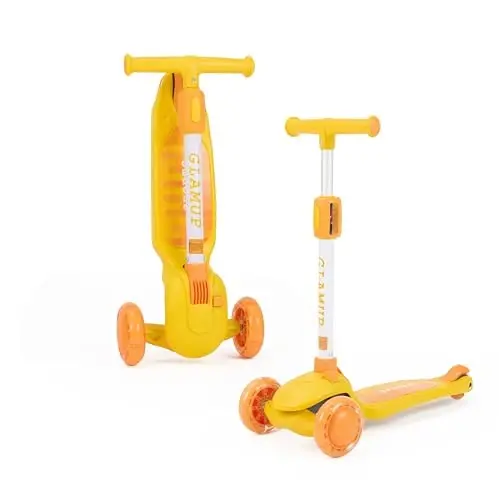 GLAMUP Kids Kick Scooter 3 Wheels, Kids Scooter Height Adjustable Handlebar, Lean-to-Steer System & Easy-Folding Mechanism, Ages 3-14 Boys and Girls - GLAMUP
