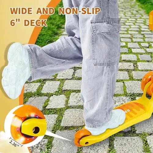 GLAMUP Kids Kick Scooter 3 Wheels, Kids Scooter Height Adjustable Handlebar, Lean-to-Steer System & Easy-Folding Mechanism, Ages 3-14 Boys and Girls - 6