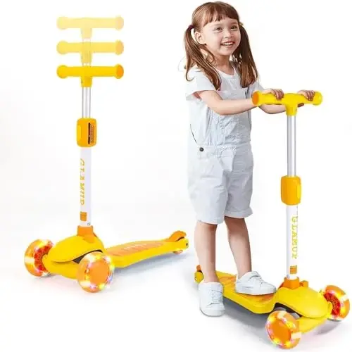 GLAMUP Kids Kick Scooter 3 Wheels, Kids Scooter Height Adjustable Handlebar, Lean-to-Steer System & Easy-Folding Mechanism, Ages 3-14 Boys and Girls - 3