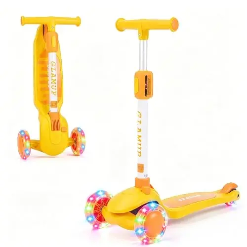 GLAMUP Kids Scooter, 3 Wheel Scooter for Kids Ages 3-12, Adjustable Handlebar, Lean-to-Steer, Foldable Kick Scooter for Boys and Girls - GLAMUP (1)