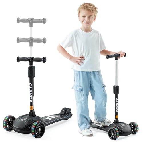 GLAMUP Kick Scooter Adjustable Height Adjustable Handlebar, Kids Scooter 3 Wheel with LED Lights, Suitable Kids Ages 2, Ages 6, Ages 8, Extra Wide Deck for Boys and Girls - 6