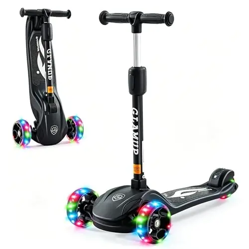 GLAMUP Kick Scooter Adjustable Height Adjustable Handlebar, Kids Scooter 3 Wheel with LED Lights, Suitable Kids Ages 2, Ages 6, Ages 8, Extra Wide Deck for Boys and Girls - GLAMUP (1)