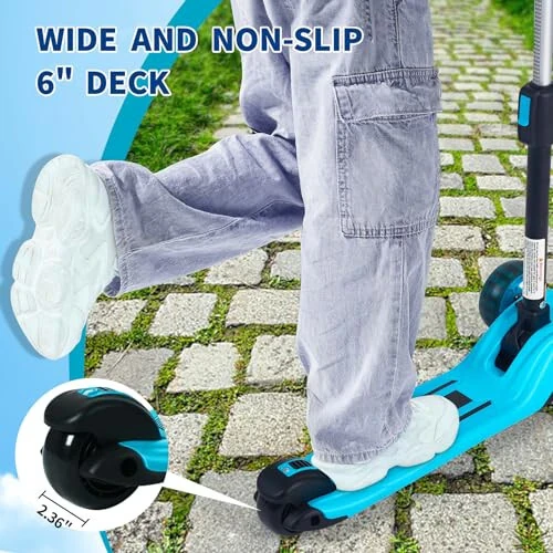 GLAMUP Kick Scooter Adjustable Height Adjustable Handlebar, Kids Scooter 3 Wheel with LED Lights, Suitable Kids Ages 2, Ages 6, Ages 8, Extra Wide Deck for Boys and Girls - 7