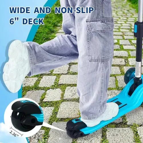GLAMUP Kick Scooter Adjustable Height Adjustable Handlebar, Kids Scooter 3 Wheel with LED Lights, Suitable Kids Ages 2, Ages 6, Ages 8, Extra Wide Deck for Boys and Girls - 7