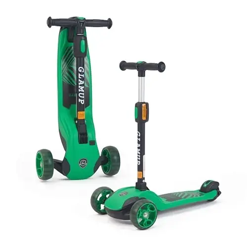 GLAMUP Kids Kick Scooter 3 Wheels, Kids Scooter Height Adjustable Handlebar, Lean-to-Steer System & Easy-Folding Mechanism, Ages 3-14 Boys and Girls - 1