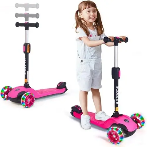 GLAMUP Kids Kick Scooter 3 Wheels, Kids Scooter Height Adjustable Handlebar, Lean-to-Steer System & Easy-Folding Mechanism, Ages 3-14 Boys and Girls - 3
