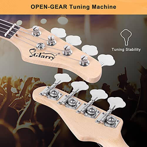 GLARRY 4 Torli GJazz Elektr Bas Gitara To'liq O'lchamli O'ng Qo'l uchun (Sunset) Gitara Sumkasi, Kuchaytirgich Simi va Yangi Boshlanuvchilar uchun To'plami - 6