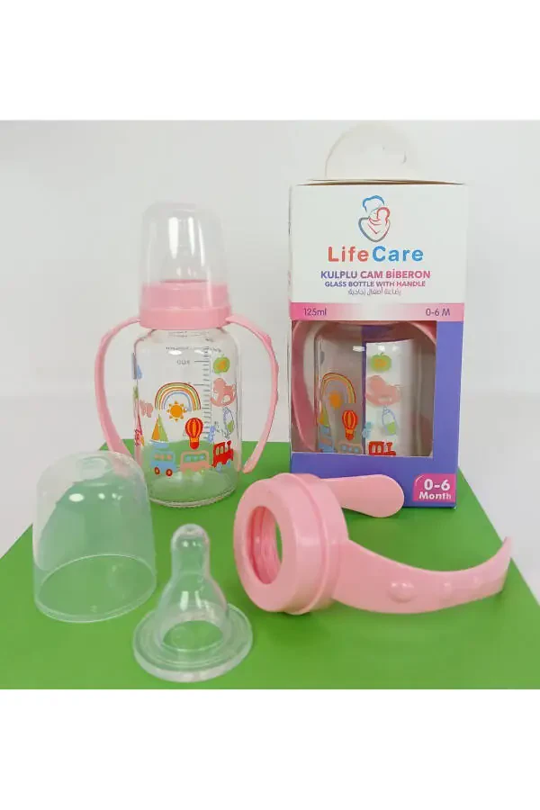 Glass Bottle with Handle 125ml pink - 1