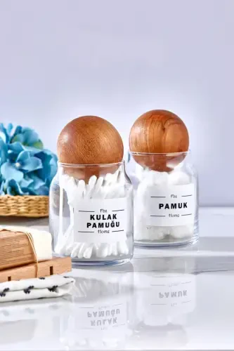 Glass Decorative Ball Lidded Cotton Swab and Cotton Jar 300 Ml - FBZHOME (1)