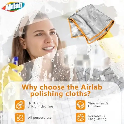 Glass Polishing Cloth Streak Free Miracle Microfiber Cleaning Cloth Lint Free Cleaning Rags for Glasses Kitchen Dish Mirrors Easy Clean, Pack of 6, 12
