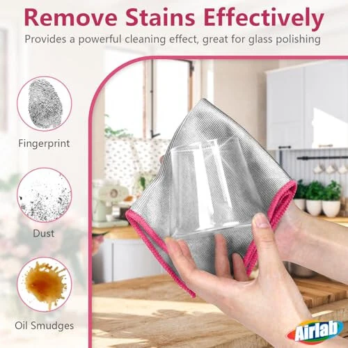 Glass Polishing Cloth Streak Free Miracle Microfiber Cleaning Cloth Lint Free Cleaning Rags for Glasses Kitchen Dish Mirrors Easy Clean, Pack of 6, 12