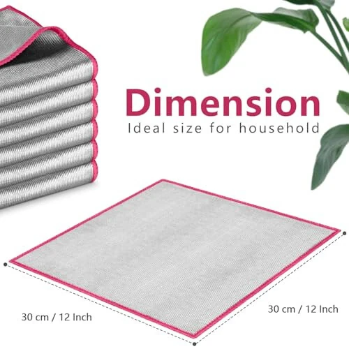 Glass Polishing Cloth Streak Free Miracle Microfiber Cleaning Cloth Lint Free Cleaning Rags for Glasses Kitchen Dish Mirrors Easy Clean, Pack of 6, 12