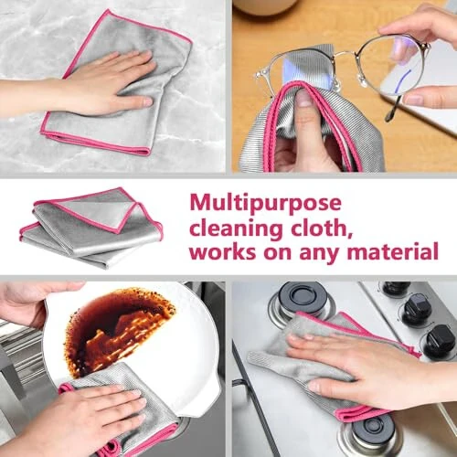 Glass Polishing Cloth Streak Free Miracle Microfiber Cleaning Cloth Lint Free Cleaning Rags for Glasses Kitchen Dish Mirrors Easy Clean, Pack of 6, 12