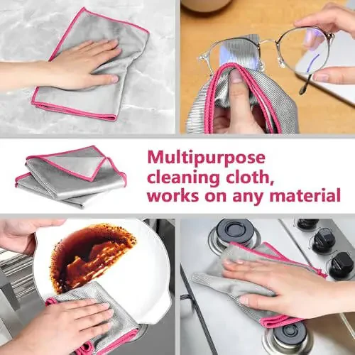 Glass Polishing Cloth Streak Free Miracle Microfiber Cleaning Cloth Lint Free Cleaning Rags for Glasses Kitchen Dish Mirrors Easy Clean, Pack of 6, 12
