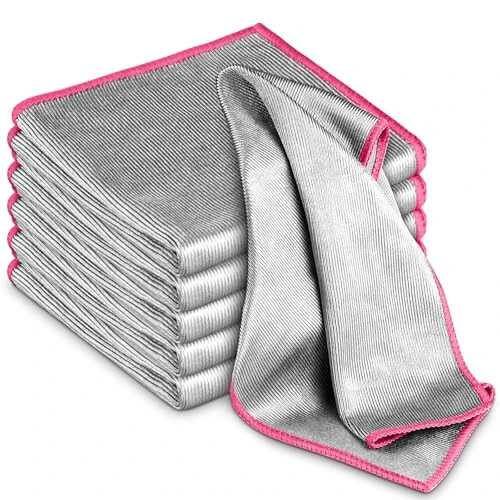 Glass Polishing Cloth Streak Free Miracle Microfiber Cleaning Cloth Lint Free Cleaning Rags for Glasses Kitchen Dish Mirrors Easy Clean, Pack of 6, 12