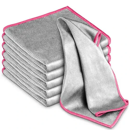 Glass Polishing Cloth Streak Free Miracle Microfiber Cleaning Cloth Lint Free Cleaning Rags for Glasses Kitchen Dish Mirrors Easy Clean, Pack of 6, 12