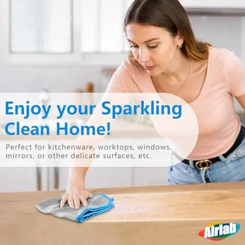Glass Polishing Cloth Streak Free Miracle Microfiber Cleaning Cloth Lint Free Cleaning Rags for Glasses Kitchen Dish Mirrors Easy Clean, Pack of 6, 12
