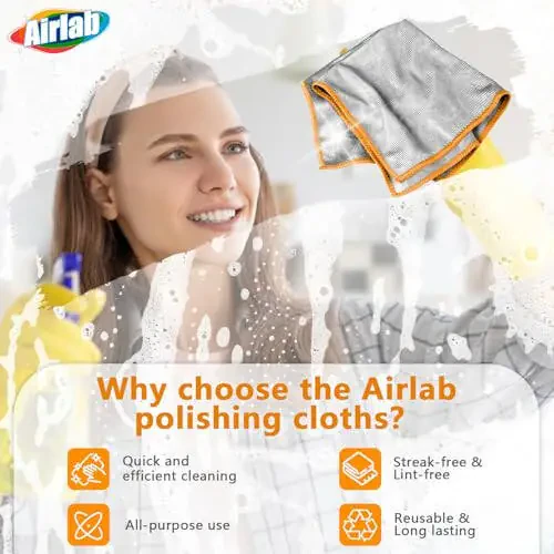 Glass Polishing Cloth Streak Free Miracle Microfiber Cleaning Cloth Lint Free Cleaning Rags for Glasses Kitchen Dish Mirrors Easy Clean, Pack of 6, 12