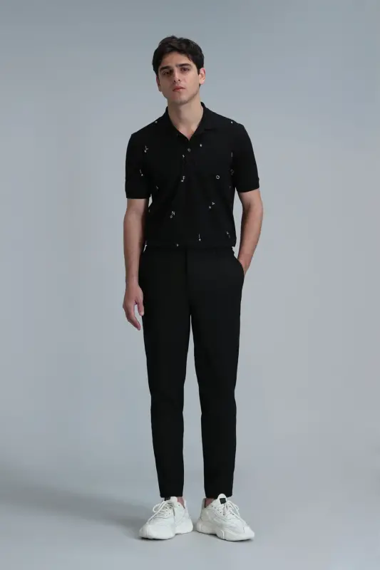 Glen Smart Men's Chino Pants Slim Fit Black - LUFIAN