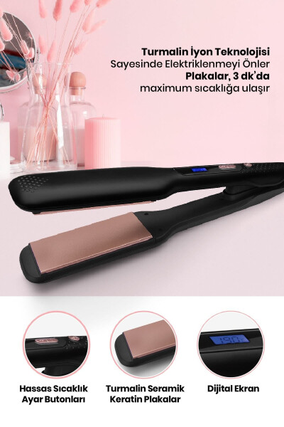 Gliss Digital Display Ceramic Wide Plate 360 Degree Rotatable Cord Ionic Hair Straightener - 26