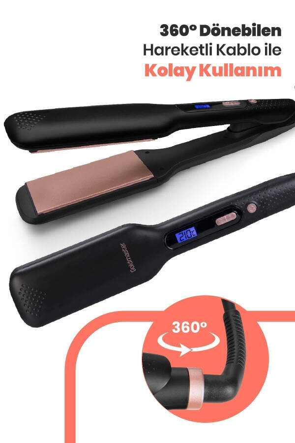 Gliss Digital Display Ceramic Wide Plate 360 Degree Rotatable Cord Ionic Hair Straightener - 27