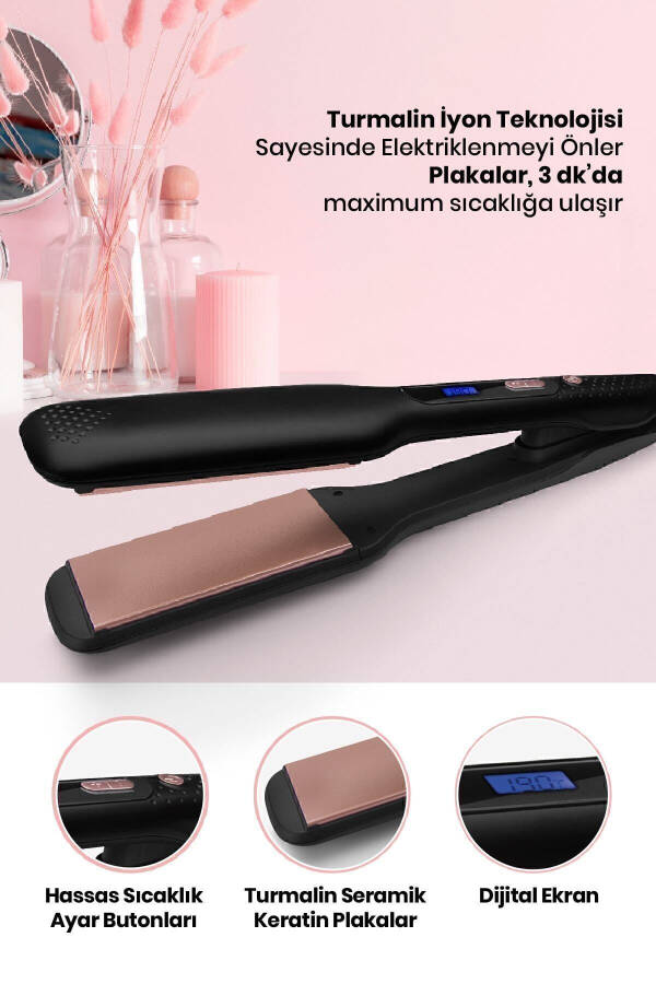 Gliss Digital Display Ceramic Wide Plate 360 Degree Rotatable Cord Ionic Hair Straightener - 10