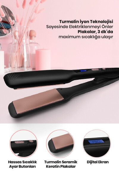 Gliss Digital Display Ceramic Wide Plate 360 Degree Rotatable Cord Ionic Hair Straightener - 2