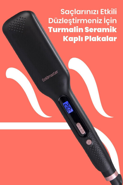 Gliss Dijital Ekranlı Seramik Geniş Plakalı 360 Derece Dönebilir Kablo Iyonik Saç Düzleştirici - siyah - 38