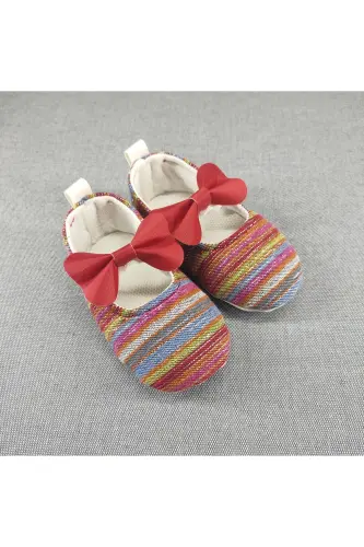 Glittery baby ballet shoes without soles - soft non-slip sole - Red 