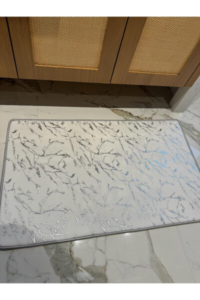 Glittery Bamboo Non-Slip Leather Bottom Dust Stain Resistant 2-Piece Set Toilet Bathroom Rug Set - 4