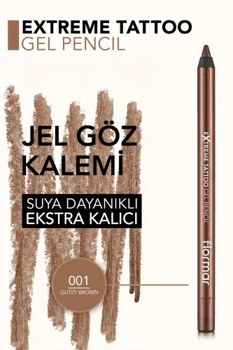 Glitzy Permanent Eyeliner (COPPER) - Extreme Tattoo Gel Pencil - 001 Glitzy Brown - 8682536028837-001 GLITZY BROWN - 5