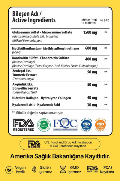 Gлюкозаmin Xondroitin MSM Kollagen Kurkumin Tabletka 1500 Mg - 5