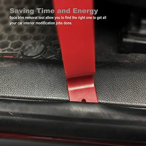 GLK Auto Trim Removal Tool Set, 5pcs Plastic Pry Tool Kit, Auto Trim Tool, Prying Tool, Car Door Panel Clip Revmoal Tool, Fasteners Remover, red - 5