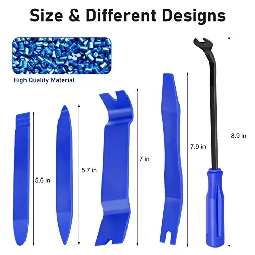 GLK Auto Trim Removal Tool Set, 5pcs Plastic Pry Tool Kit, Auto Trim Tool, Prying Tool, Car Door Panel Clip Revmoal Tool, Fasteners Remover - 1