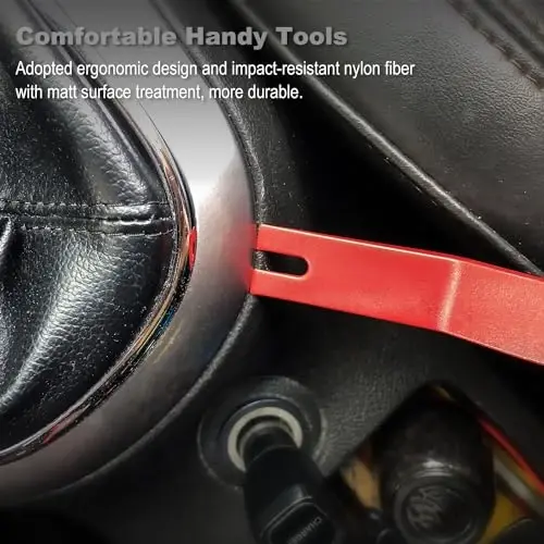 GLK Auto Trim Removal Tool Set, 5pcs Plastic Pry Tool Kit, Auto Trim Tool, Prying Tool, Car Door Panel Clip Revmoal Tool, Fasteners Remover, red - 6