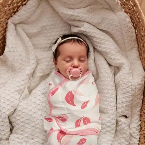 GLLQUEN BABY Chaqaloqni o'rash uchun uxlash qoplari fermuar bilan - 3 dona yangi tug'ilgan chaqaloqni o'rash qopi, chaqaloqni o'rash uchun uxlash qopi 0-3 oy, pushti gul yoki barglar, o'rash uchun adyol 3 dona o'rash to'plami, oson almashtiriladigan o'rash - 2