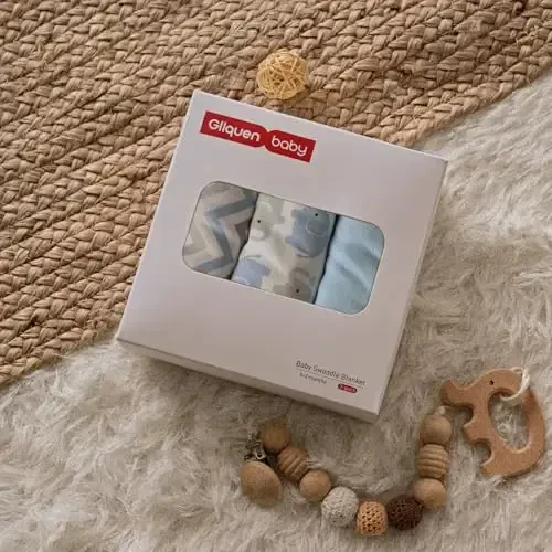 GLLQUEN BABY Chaqaloqni o'rash uchun uyqu qopi - Yangi tug'ilgan chaqaloqlar uchun 3 dona Chaqaloq o'rash, Chaqaloqni o'rash qopi 0-3 oy, O'g'il va qiz bolalar uchun ergonomik yangi tug'ilgan chaqaloq o'rash adyoli, Moviy & Filllar - 6