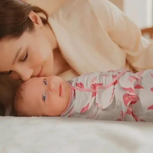 GLLQUEN BABY Girl Swaddles 0-3 Months - 3 Pack Baby Swaddles Sack for Newborn, Infant Sleep Sack, Easy Swaddling Wrap, A Pink Floral, Nursery Swaddle Blankets Essentials - 2