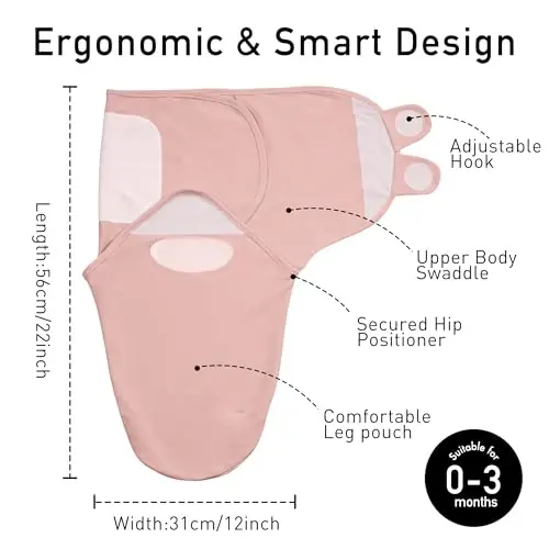 GLLQUEN BABY Girl Swaddles 0-3 Months - 3 Pack Baby Swaddles Sack for Newborn, Infant Sleep Sack, Easy Swaddling Wrap, Soft Color Gradient, Nursery Swaddle Blankets Essentials - 5