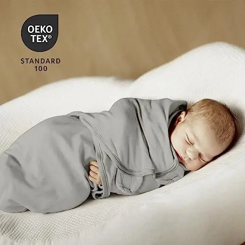 GLLQUEN BABY Organic Swaddle Sleep Sacks for Newborn - Baby Swaddles 0-3 Months, 3-Pack Newborn Swaddling Sack, Gray Stripe & Animal World, Baby Swaddle Blanket Wrap (Small/Medium) - 4