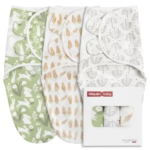 GLLQUEN BABY Swaddle Blanket Sleep Sacks for Newborn - Baby Swaddles 0-3 Months, 3-Pack Newborn Swaddling Sack, Cute Rabbit,Swaddle Wrap, Baby Essentials, Registry & Gift (Small/Medium) 