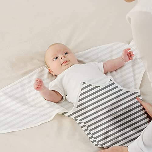 GLLQUEN BABY Swaddle Blankets for Baby Boy Girl, 3-6 Months, Gray Elephant Star & Stripe, 3 Pack Wrap Set, Newborn Adjustable Swaddles Sleep Sack,(Medium/Large) - 17