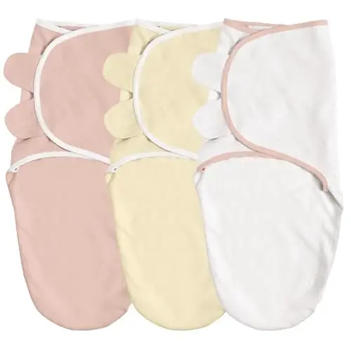 GLLQUEN BABY Swaddle Blankets for Baby Girl & Boy, Easy Adjustable Sleep Sack, Newborn Swaddles for 0-3 Months, Baby Sleep Sack, Pink & Yellow Tone, Swaddling Blankets 3 Pack Wrap Set - 5