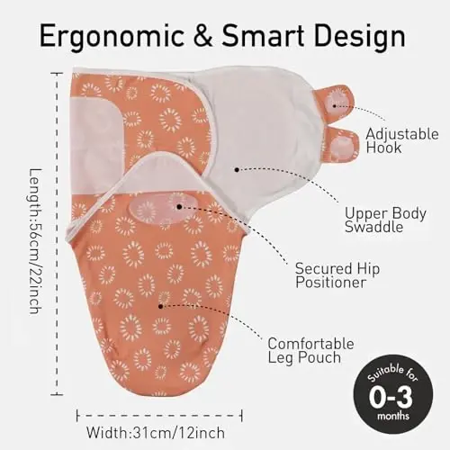 GLLQUEN BABY Swaddles for Newborn - 3 Pack Swaddle 0-3 Months, for Newborn Baby Boys and Girls, Soft Swaddle Blanket Wrap, Easy Change, Rainbow & Wave - 5